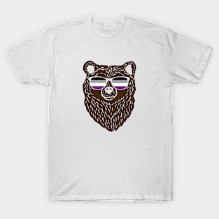 LGBTQ Bear Cool Sunglasses Progressive Asexual Flag T-Shirt